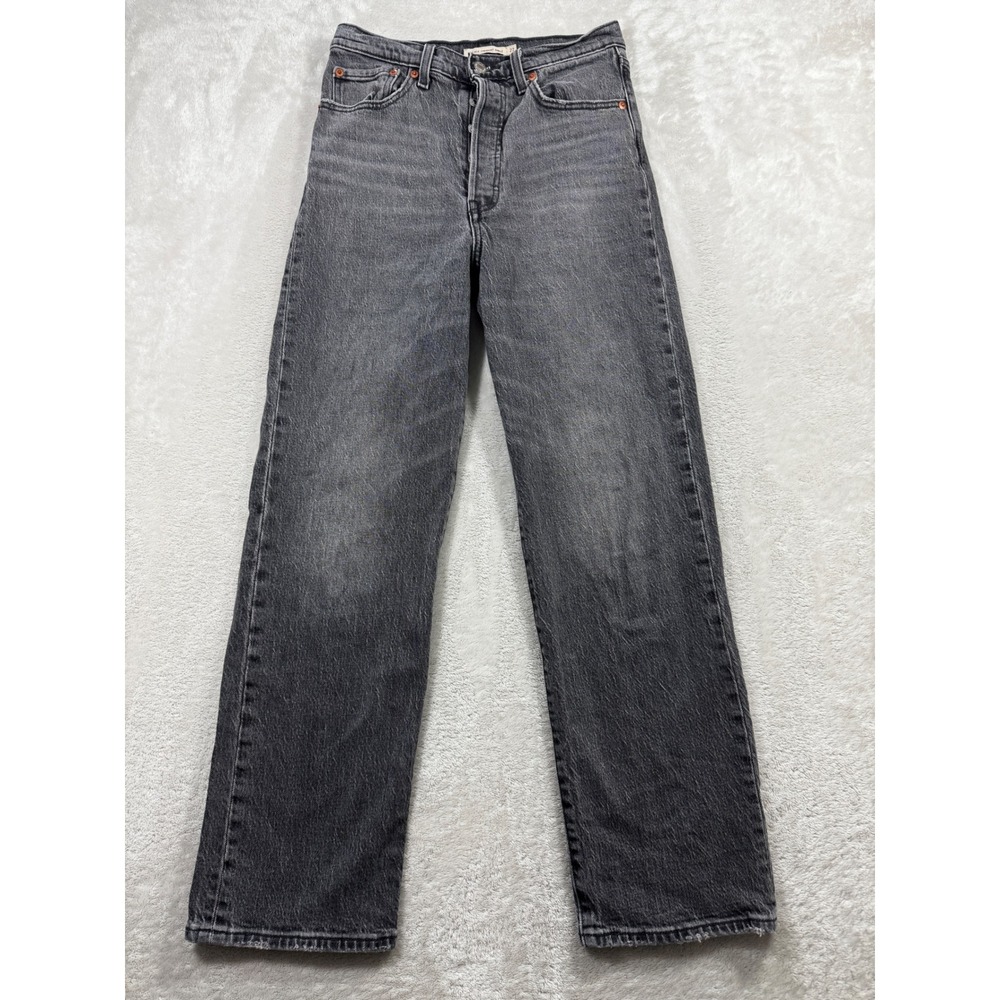 Levi's Womens Ribcage Straight Ankle Grey Denim Jeans 27 Meas: 27x28
